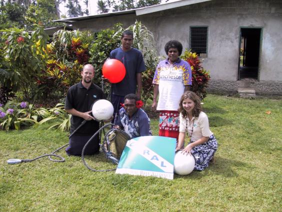 CORAL staff, Waitabu chief, and project coordinator