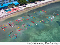 Florida Keys residents and visitors took to the water in kayaks and rafts to spell out "Peace on Earth Day", at the Ch